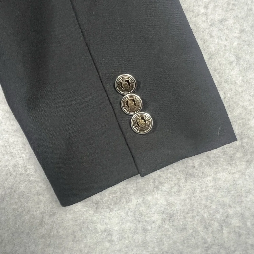 Alan Flusser Men's 3 Silver‎ Gold Metal Button Sport Coat Blazer 46L Black